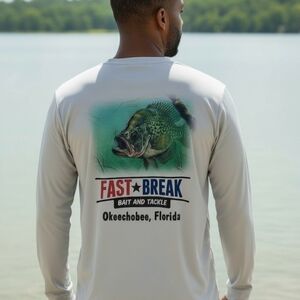 Fast Break Bait & Tackle Okeechobee Fla  Black Crappie Fish Graphic T Shirt M